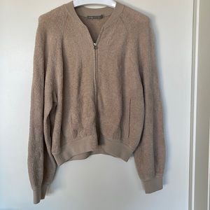 Vince Soft Stretch Teddy Bomber Jacket